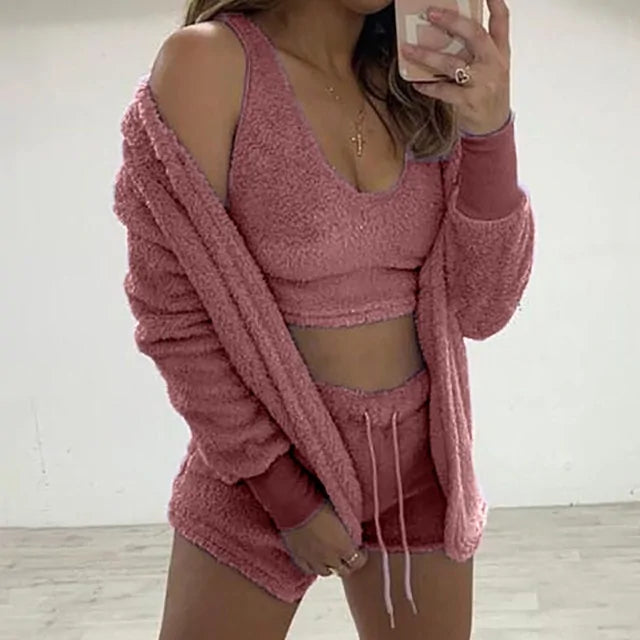 Fluffy Pajama Sets 3 Piece