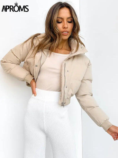 Elegant Cropped Puffer Jackets Women