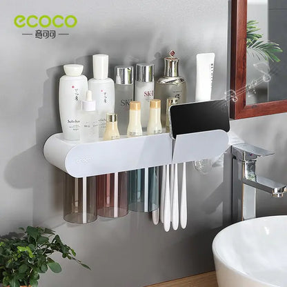 ECOCO 2/3/4 Cups Magnetic Adsorption Toothbrush Holder Automatic Squeezer