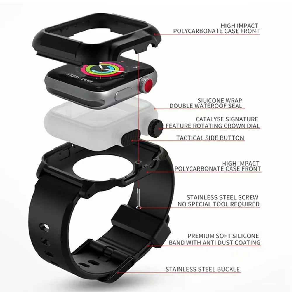 Waterproof Box Case Strap For Apple Watch